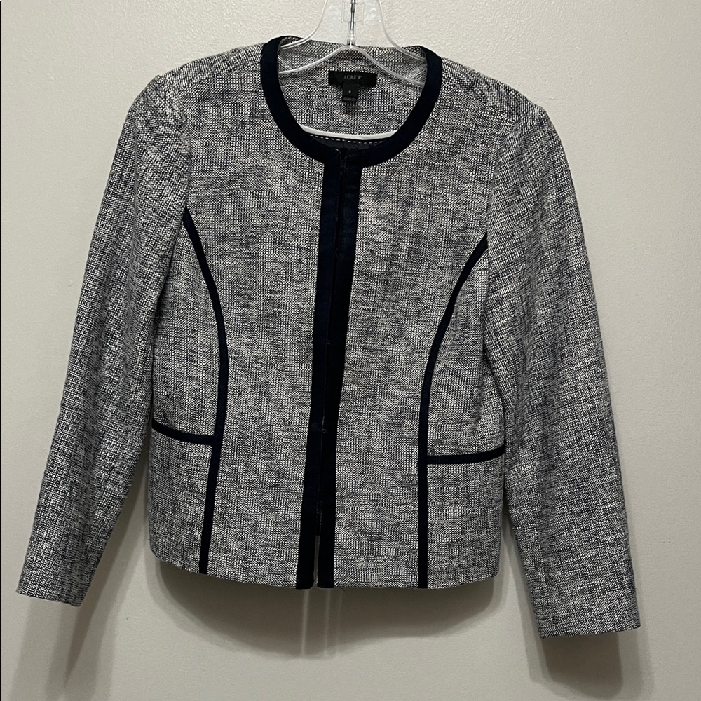 J. Crew Women's Black and Gray Tweed Blazer